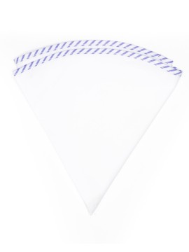 White Linen/Purple/White Stripe Trim Linen Pocket Circle